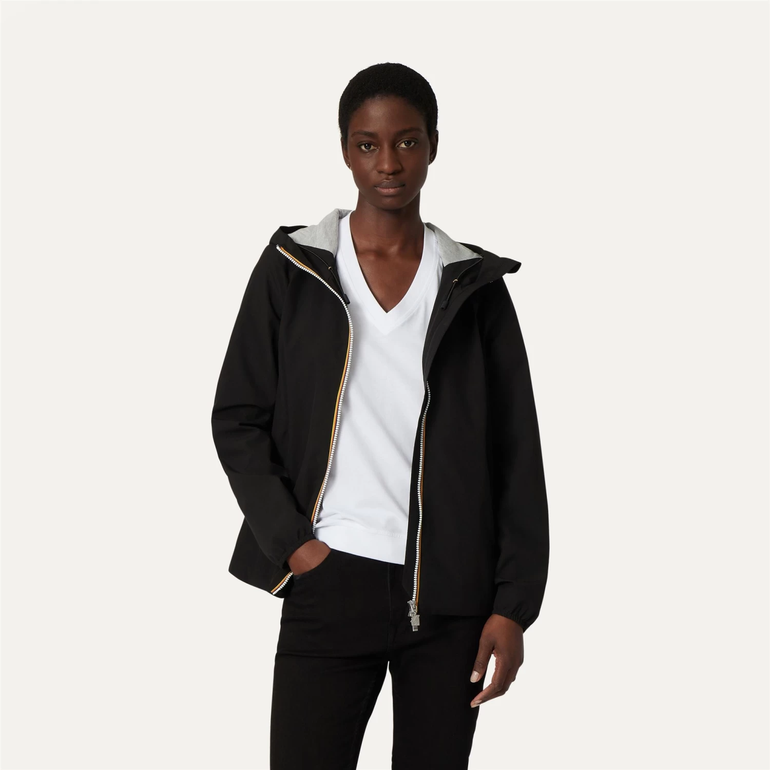 MARGUERITE STRETCH POLY JERSEY - Jackets - Mid - Woman - BLACK PURE - immagine 3