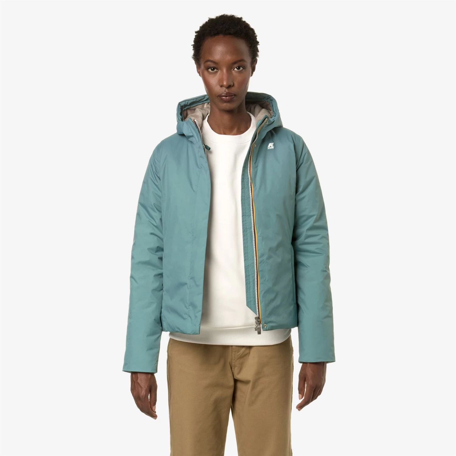 LILY MICRO RIPSTOP MARMOTTA - Jackets - Short - Woman - GREEN A-GREY B - immagine 3