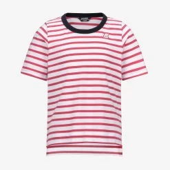 P. EMELI STRIPES - T-ShirtsTop - T-Shirt - Girl - WHITE-PINK D-BLUE
