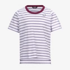 P. EMELI STRIPES - T-ShirtsTop - T-Shirt - Girl - WHITE-VIOLET GLICINE-RED DK