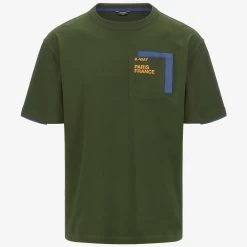 FANTOME CONTRAST POCKETS - T-ShirtsTop - T-Shirt - Man - GREEN CYPRESS-BLUE FIORD-ORANGE MD