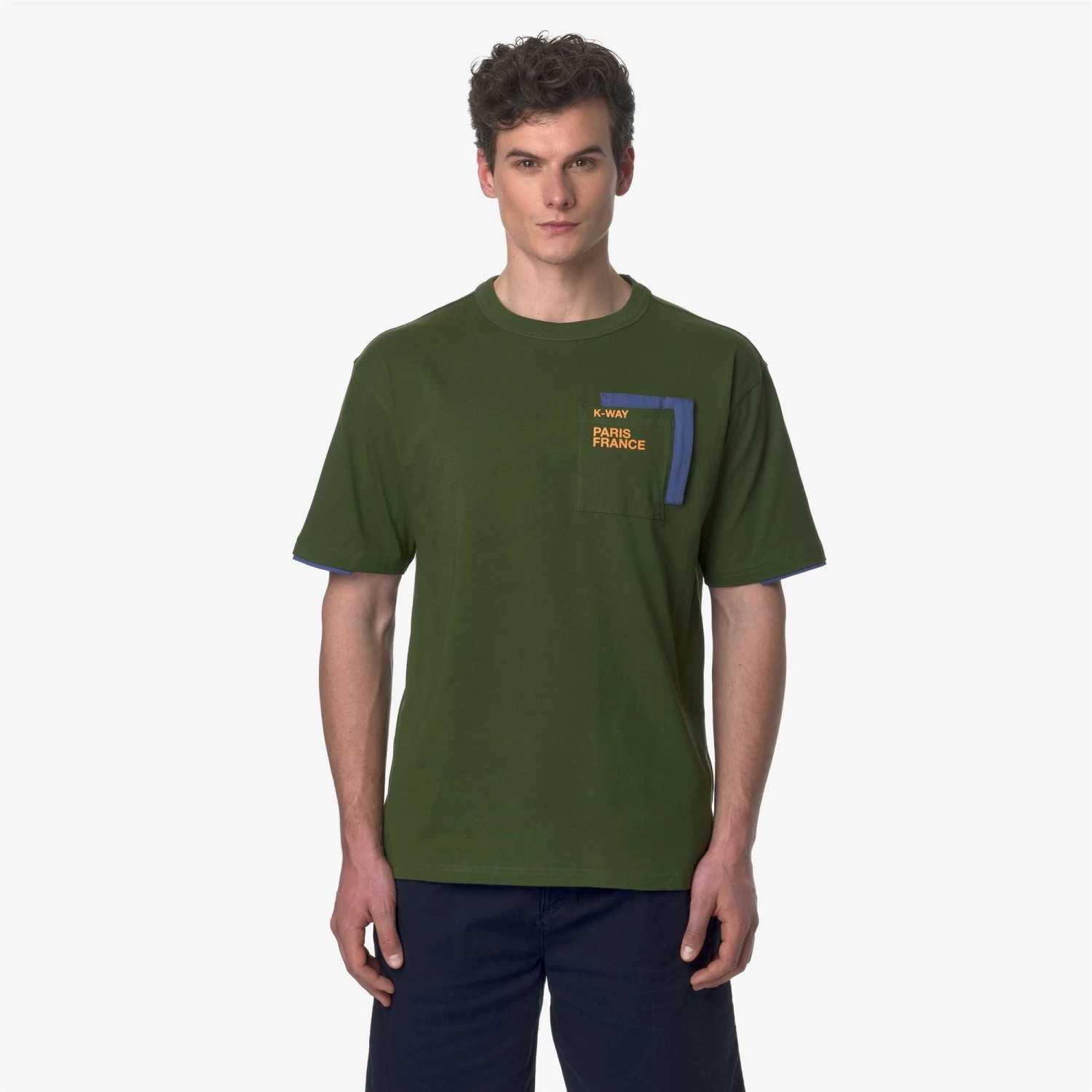 FANTOME CONTRAST POCKETS - T-ShirtsTop - T-Shirt - Man - GREEN CYPRESS-BLUE FIORD-ORANGE MD - immagine 2