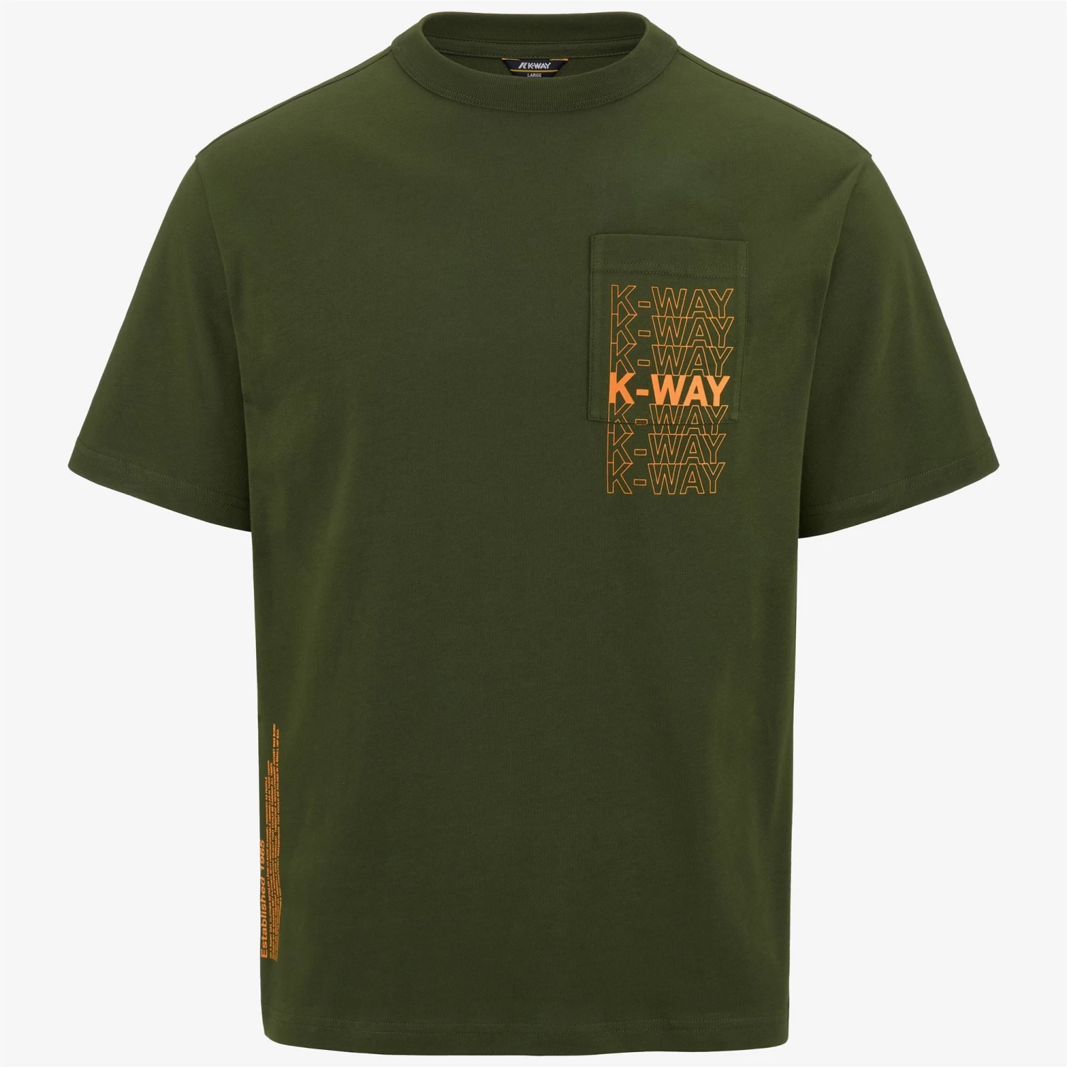 FANTOME K-WAY LETTERING - T-ShirtsTop - T-Shirt - Man - GREEN CYPRESS-ORANGE MD