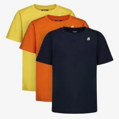 P. EDWING ROUND SLEEVES THREE PACK - T-ShirtsTop - T-Shirt - Boy - BLUE D-ORANGE-YELLOW