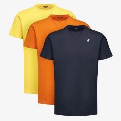 EDWING ROUND SLEEVES THREE PACK - T-ShirtsTop - T-Shirt - Man - BLUE D-ORANGE-YELLOW